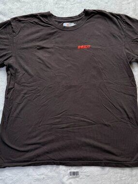 WORN Rokit Mens Short Sleeve Crew Neck Tee T Shirt Dark Brown Size XXL